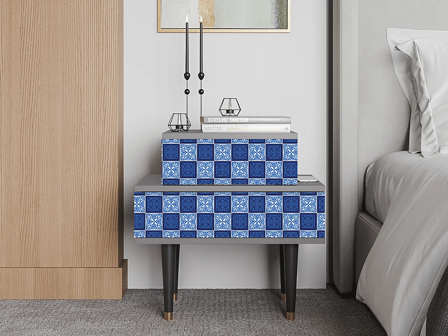 Stolik nocny - 58х58х41 cm - NS1 - Light Path, Szary