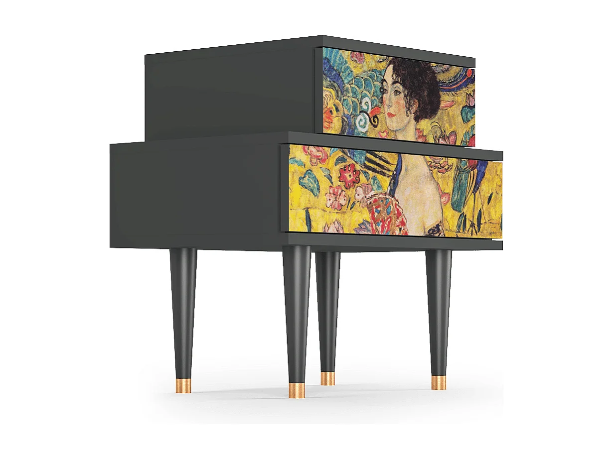 Table de nuit - 58х58х41 cm - NS1 - Lady with Fan by Klimt, Anthracite