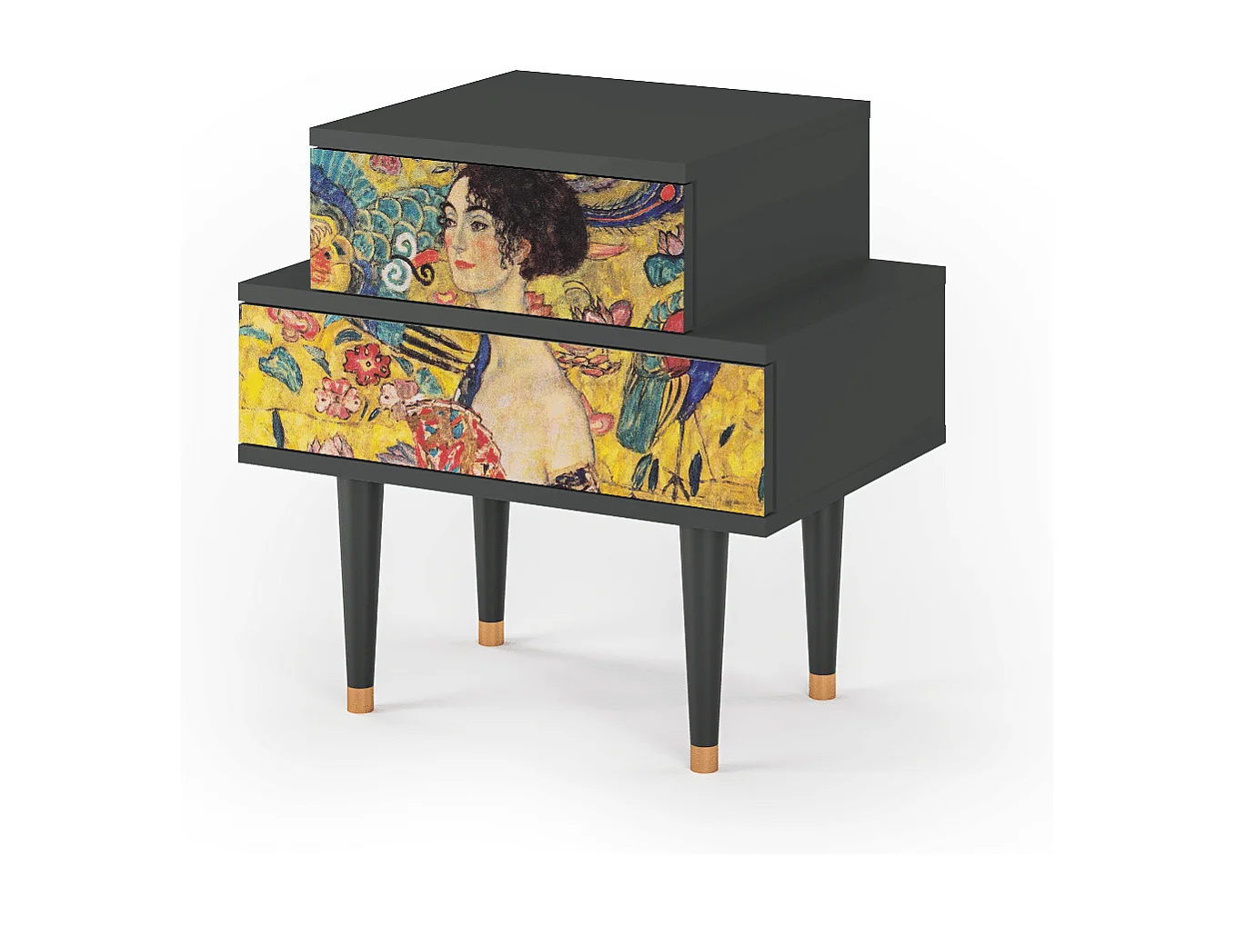 Table de nuit - 58х58х41 cm - NS1 - Lady with Fan by Klimt, Anthracite