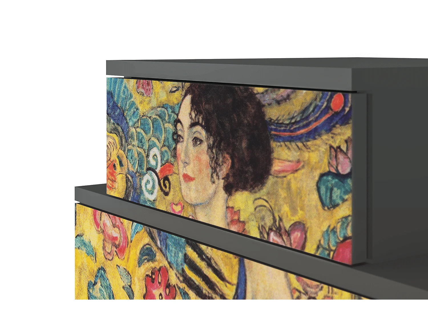 Table de nuit - 58х58х41 cm - NS1 - Lady with Fan by Klimt, Anthracite