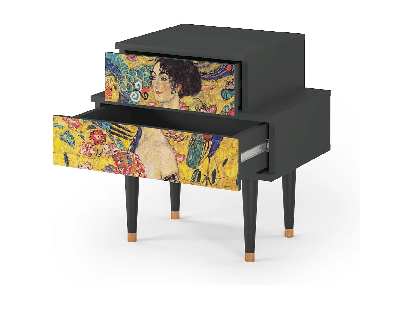 Table de nuit - 58х58х41 cm - NS1 - Lady with Fan by Klimt, Anthracite