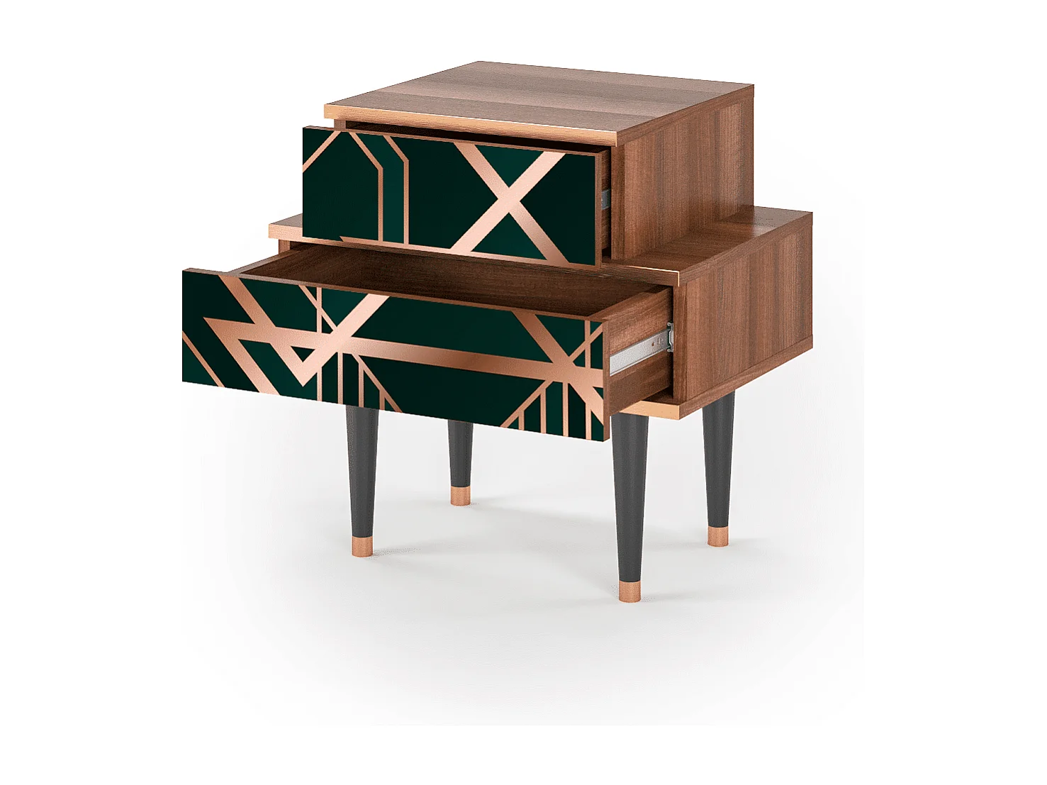 Table de nuit - 58х58х41 cm - NS1 - Emerald Gatsby, Noyer