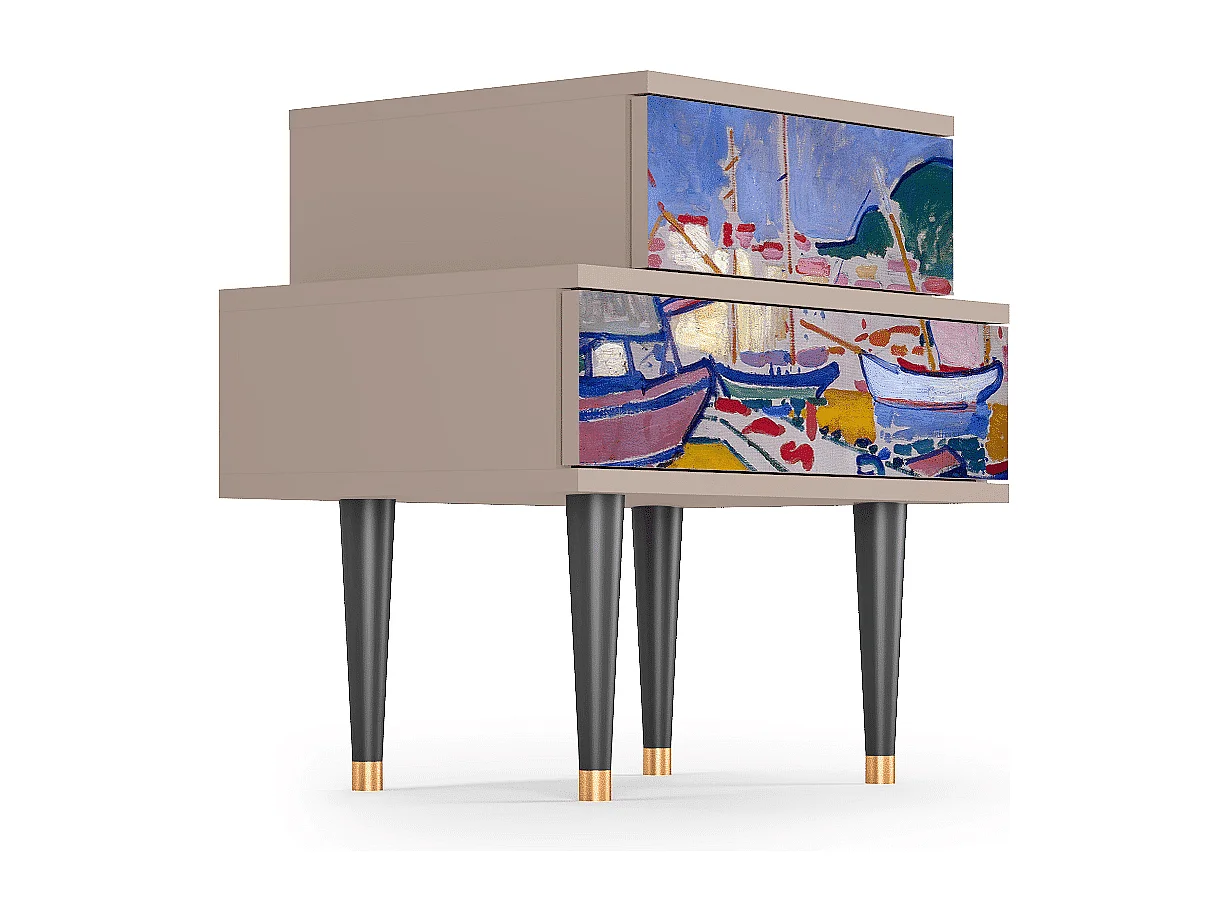 Criado-mudo - 58х58х41 cm - NS1 - The Port of Collioure , Latte