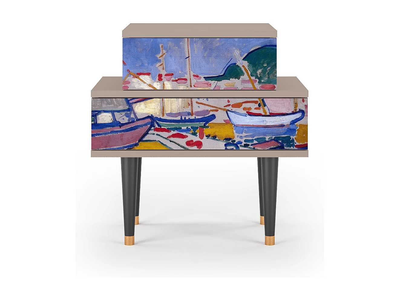 Stolik nocny - 58х58х41 cm - NS1 - The Port of Collioure , Latte