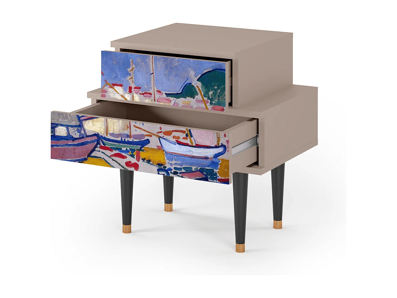 Stolik nocny - 58х58х41 cm - NS1 - The Port of Collioure , Latte