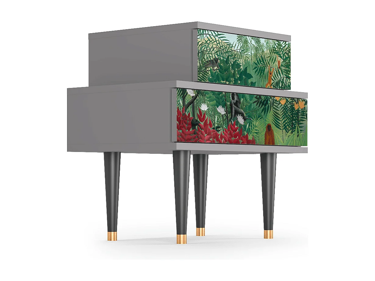 Stolik nocny - 58х58х41 cm - NS1 - Jungles in Paris, Szary