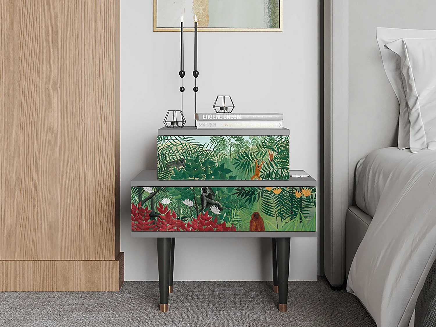 Table de nuit - 58х58х41 cm - NS1 - Jungles in Paris, Gris