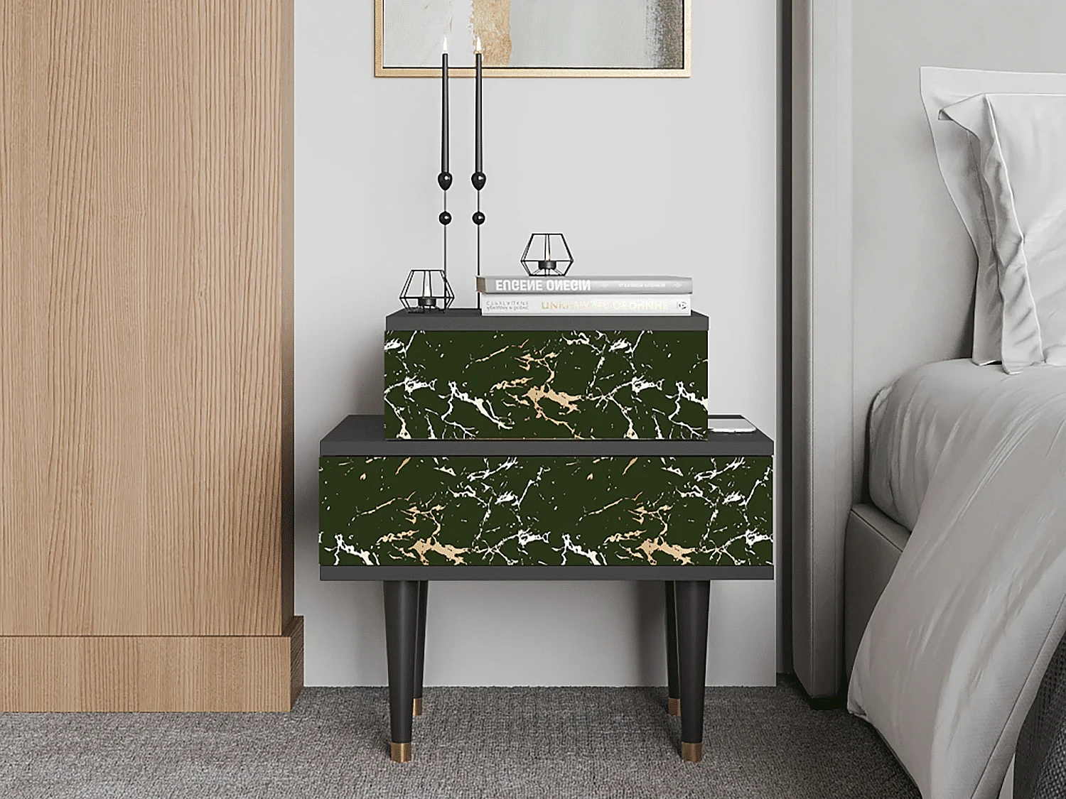 Table de nuit - 58х58х41 cm - NS1 - Amazon Forest, Anthracite