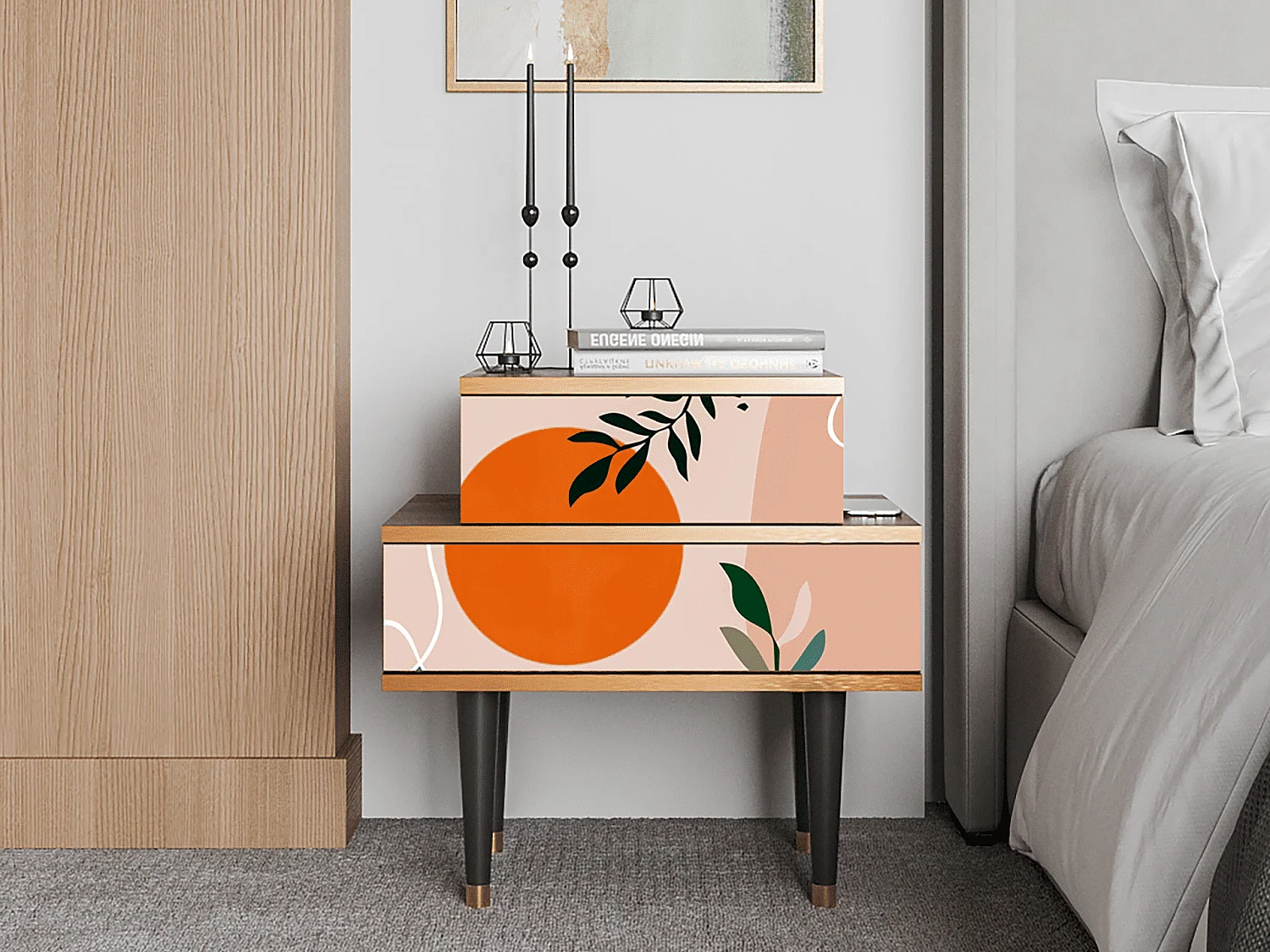 Table de nuit - 58х58х41 cm - NS1 - Artwork, Noyer