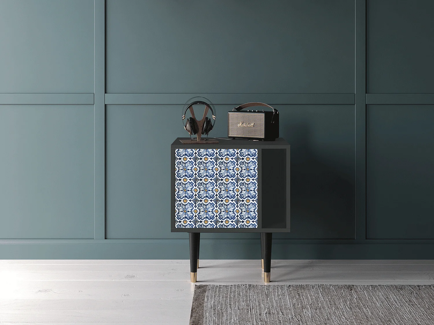 Table de nuit - 57х69х48 cm - S2 - Lovely Cornflowers, Anthracite