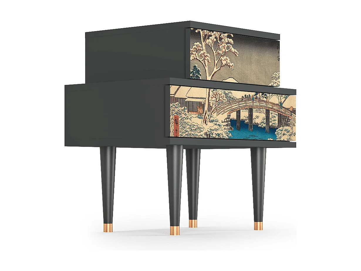 Nachttisch - 58х58х41 cm - NS1 - Katabira River, Anthrazit