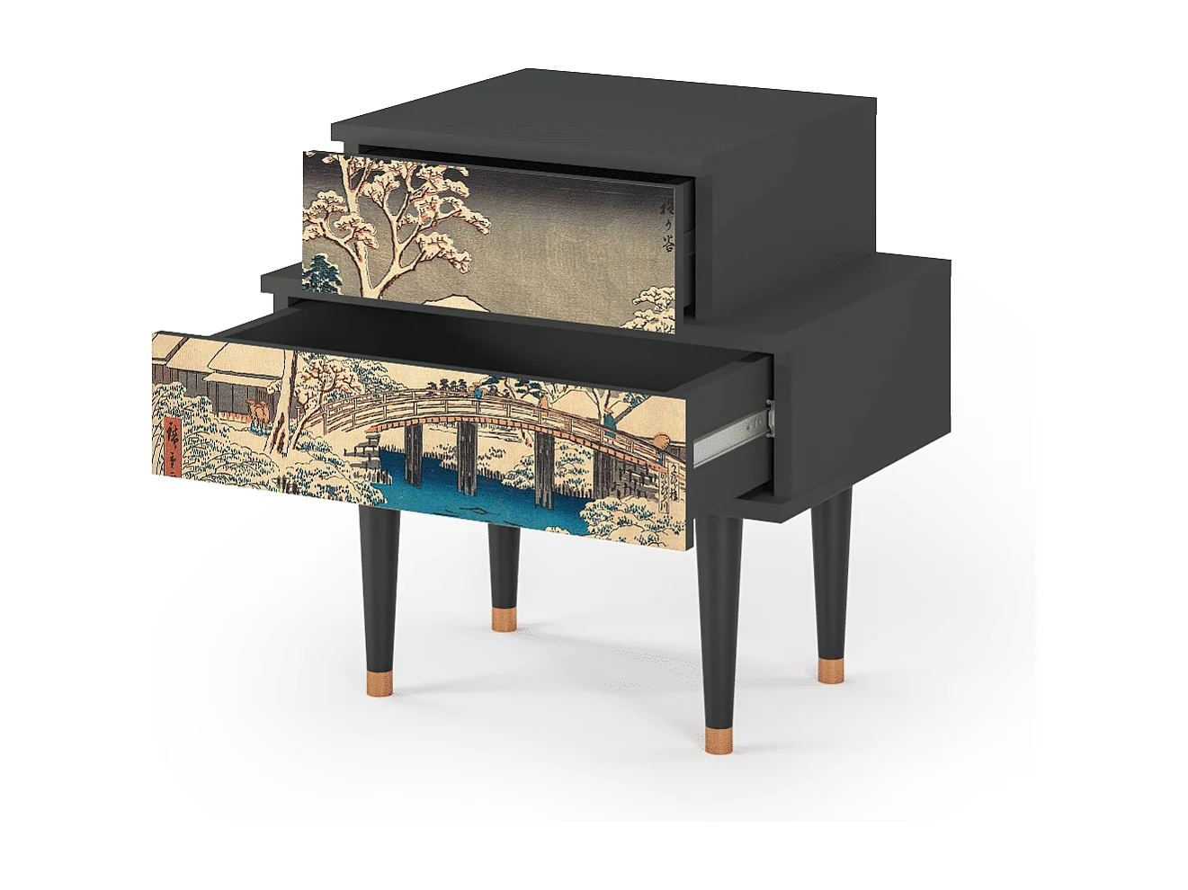 Nachttisch - 58х58х41 cm - NS1 - Katabira River, Anthrazit