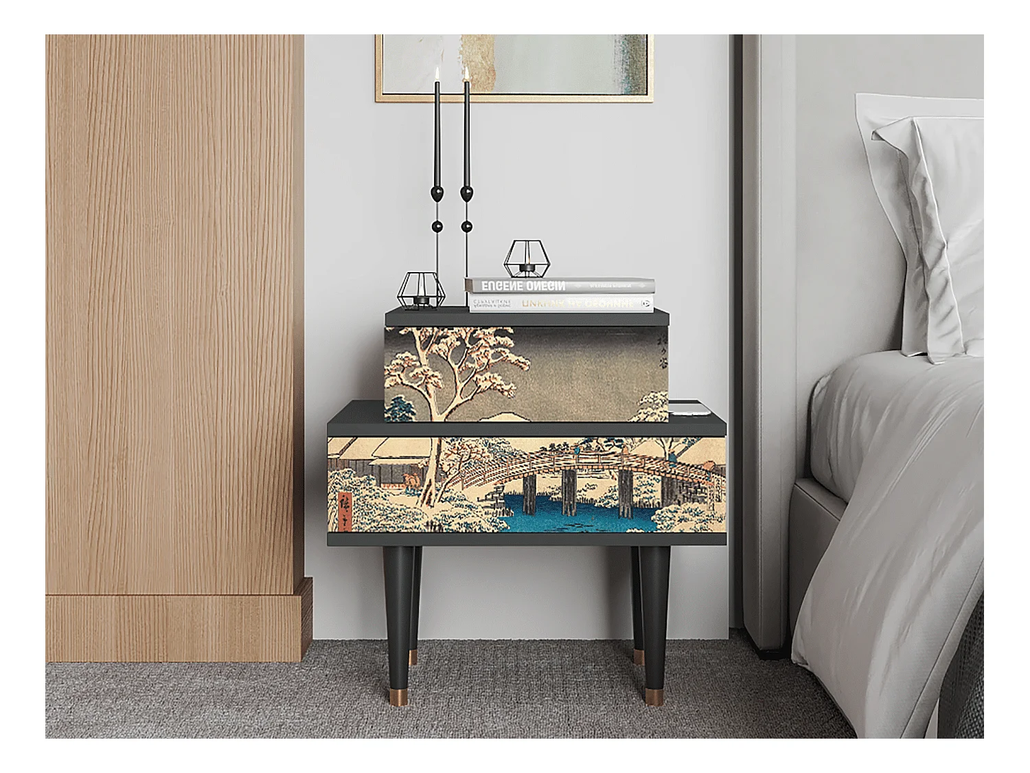 Table de nuit - 58х58х41 cm - NS1 - Katabira River, Anthracite