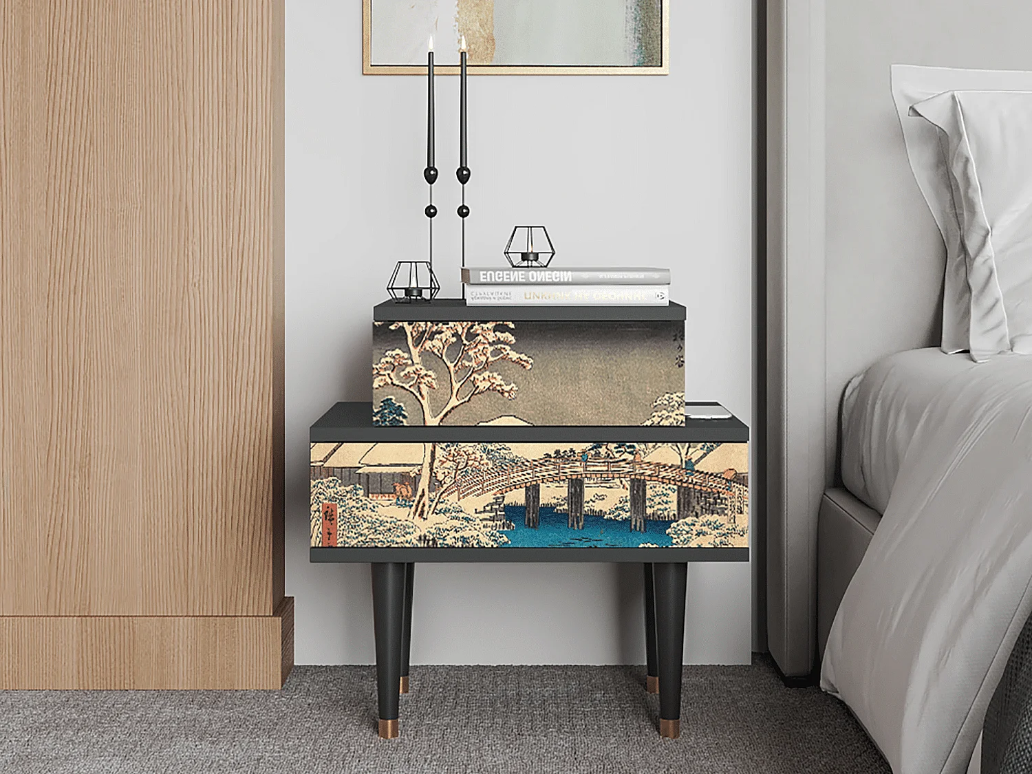 Table de nuit - 58х58х41 cm - NS1 - Katabira River, Anthracite