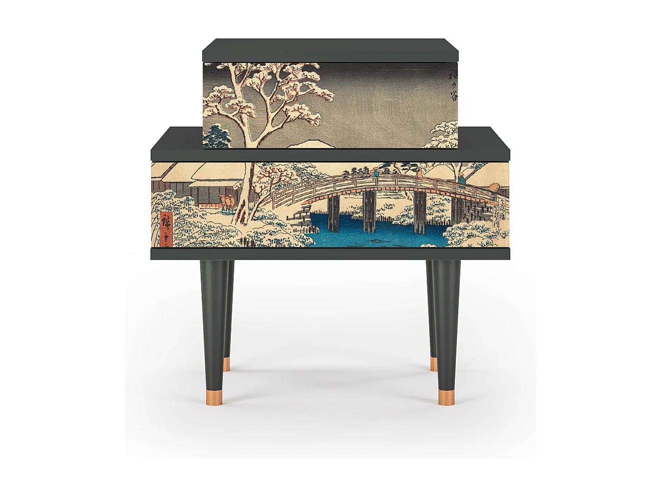 Table de nuit - 58х58х41 cm - NS1 - Katabira River, Anthracite