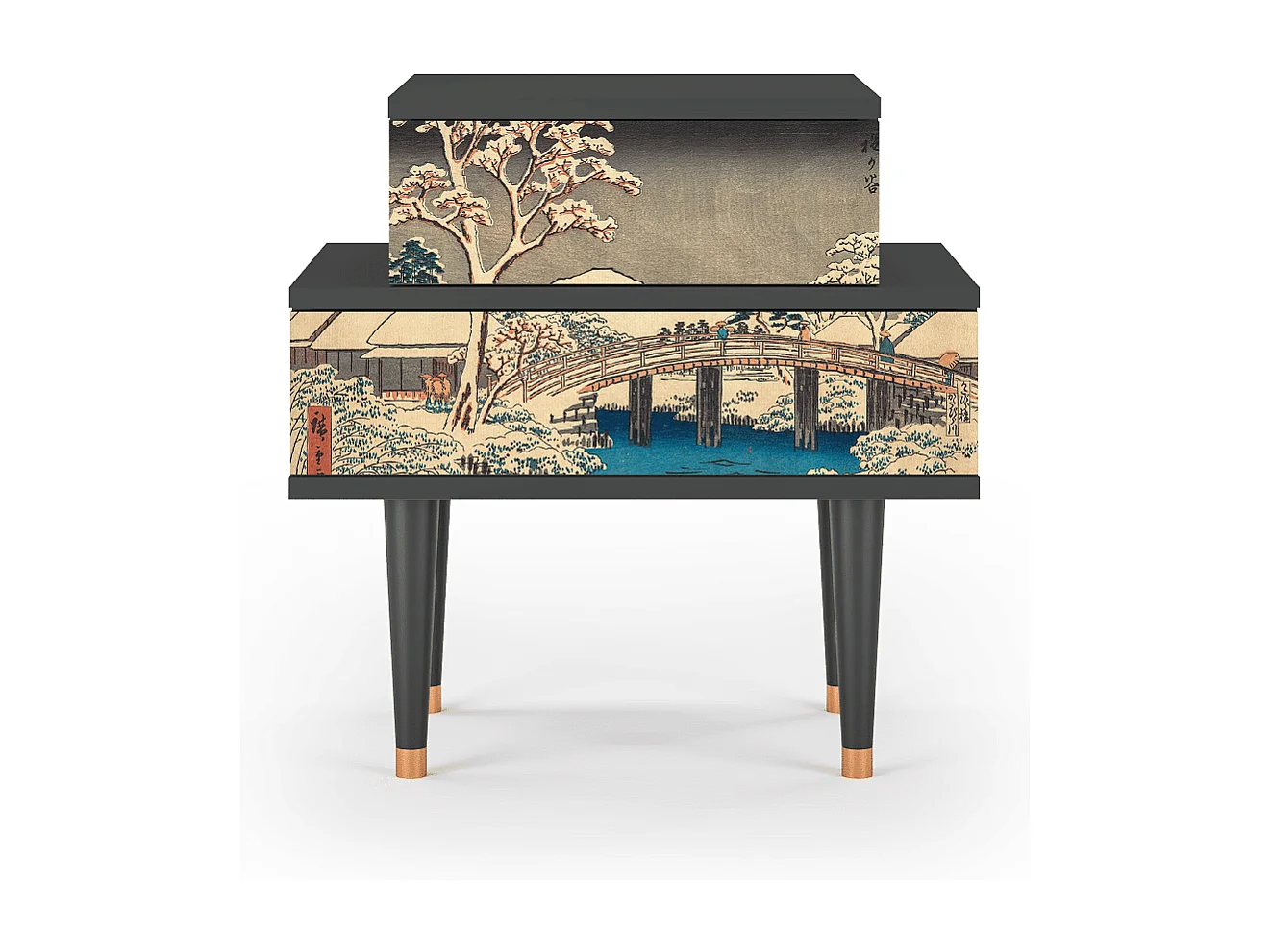 Table de nuit - 58х58х41 cm - NS1 - Katabira River, Anthracite