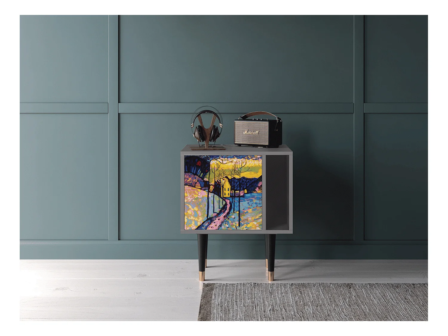Table de nuit - 57х69х48 cm - S2 - Winter Landscape, Gris