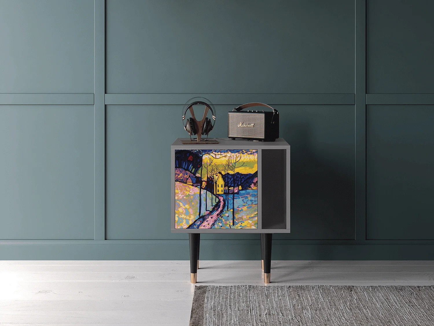 Table de nuit - 57х69х48 cm - S2 - Winter Landscape, Gris