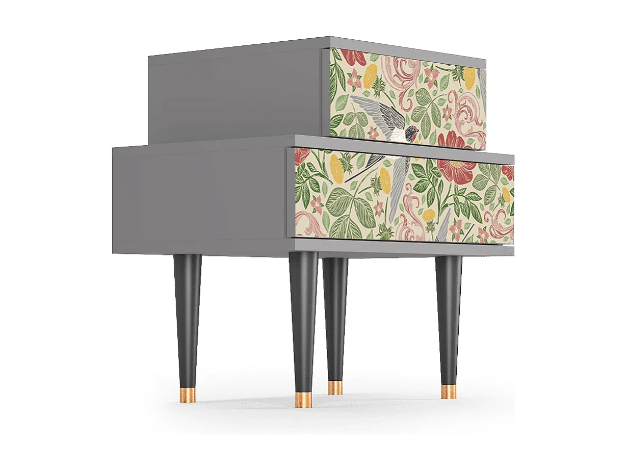 Table de nuit - 58х58х41 cm - NS1 - Spring Swallow, Gris