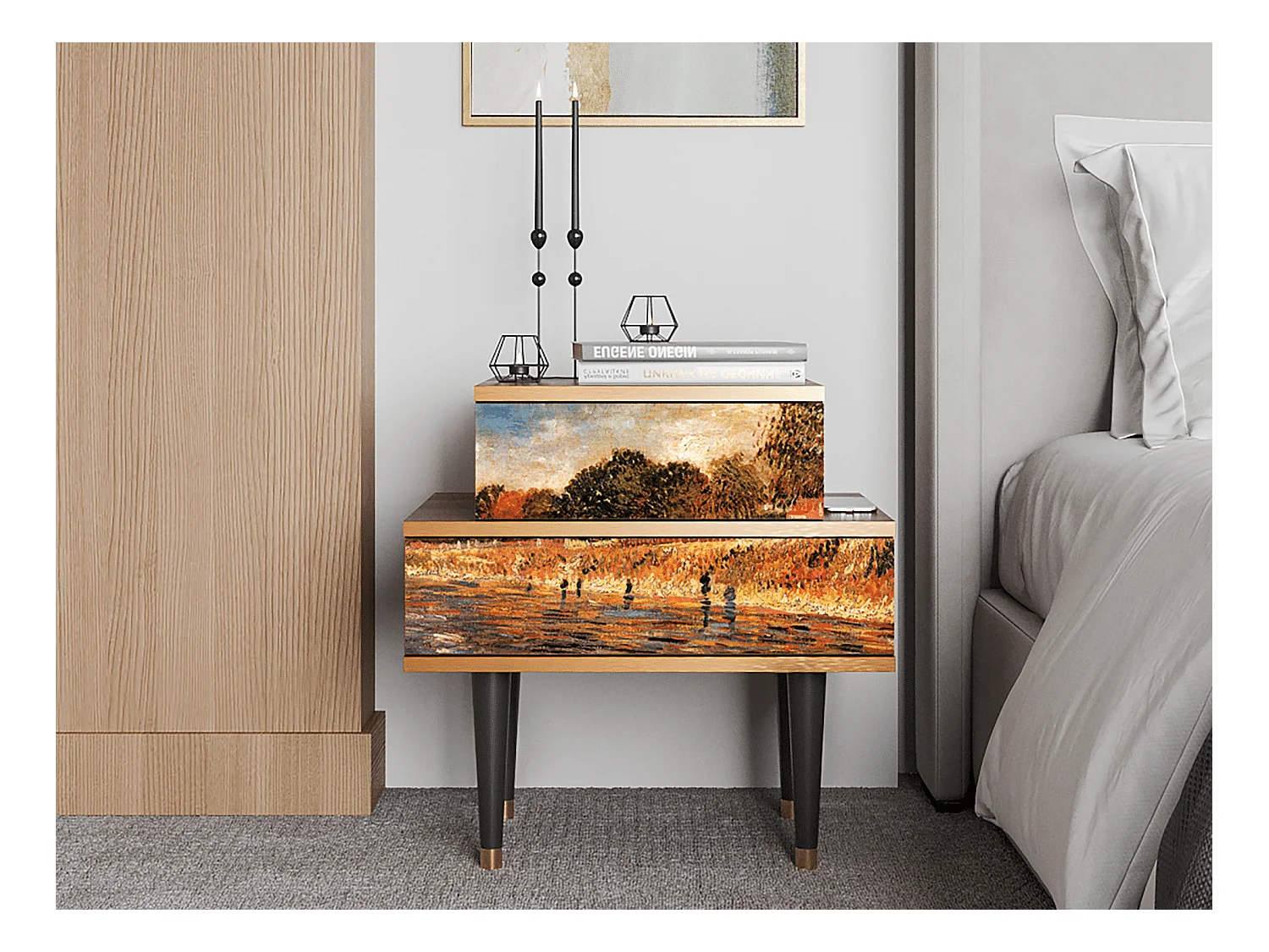 Table de nuit - 58х58х41 cm - NS1 - The Banks, Noyer