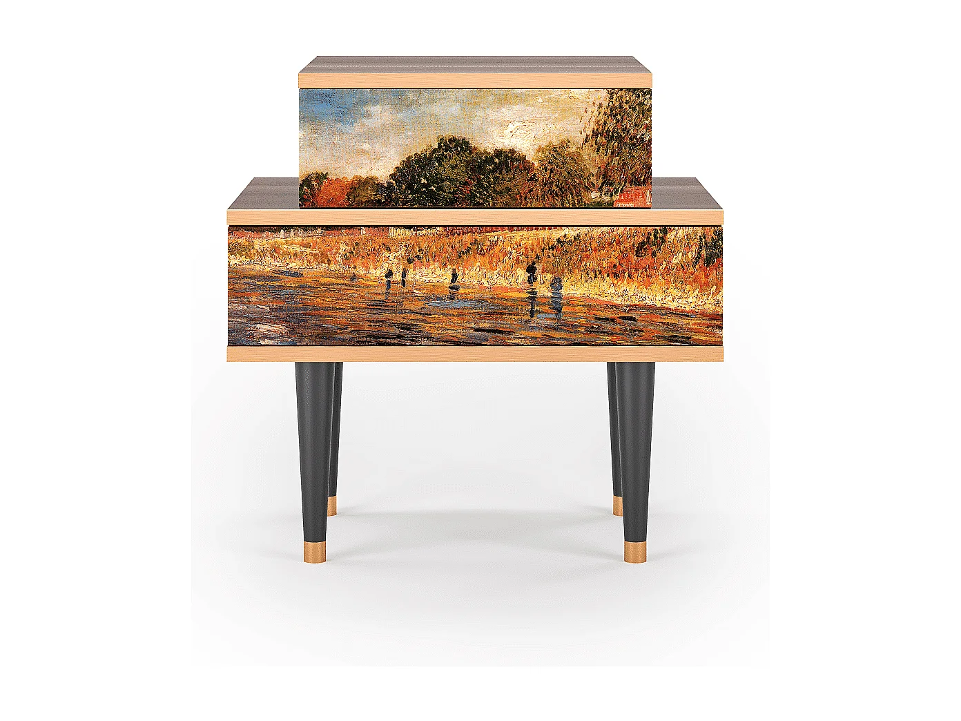 Table de nuit - 58х58х41 cm - NS1 - The Banks, Noyer
