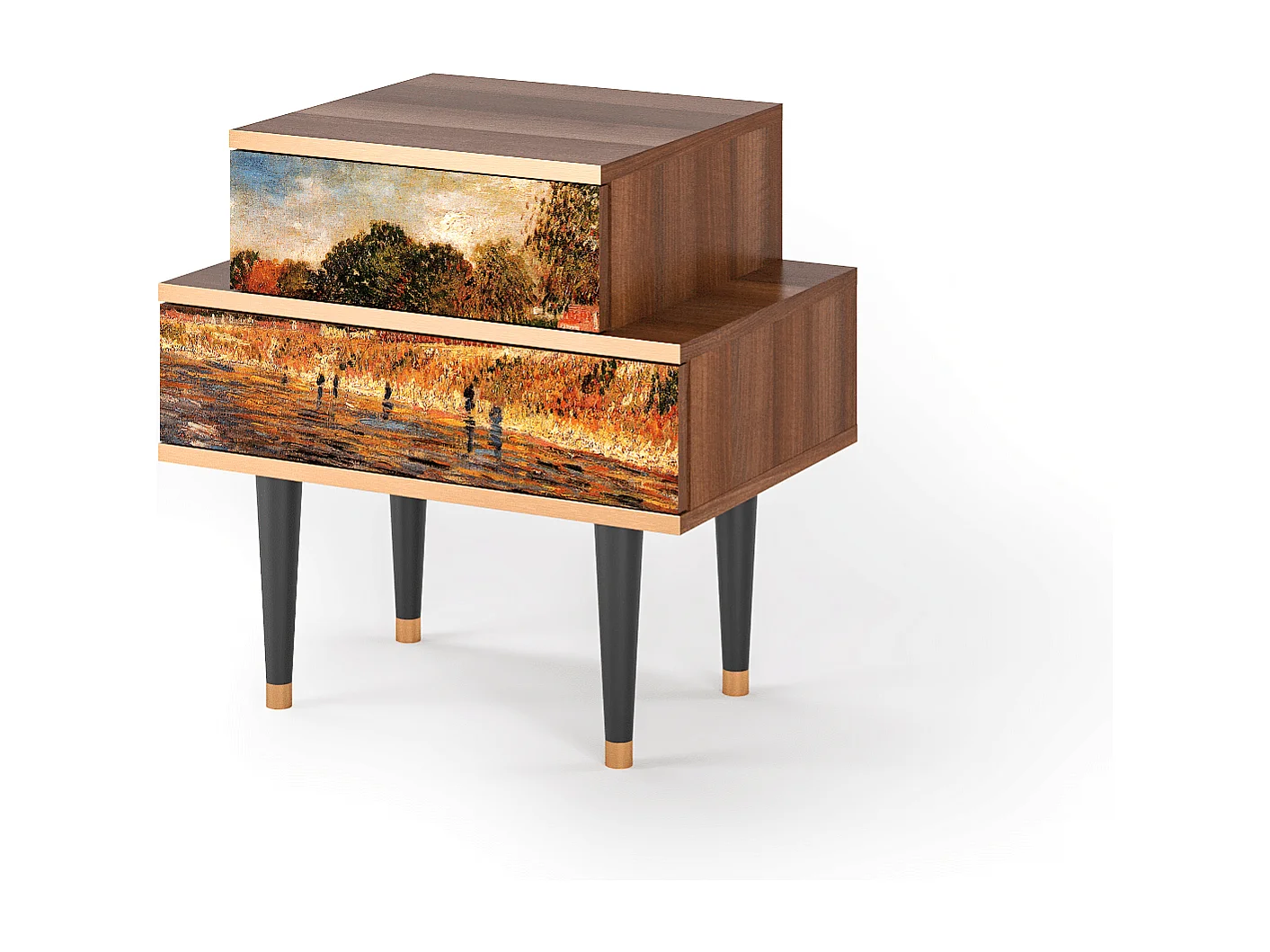 Table de nuit - 58х58х41 cm - NS1 - The Banks, Noyer