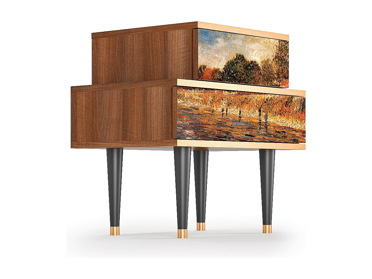 Table de nuit - 58х58х41 cm - NS1 - The Banks, Noyer