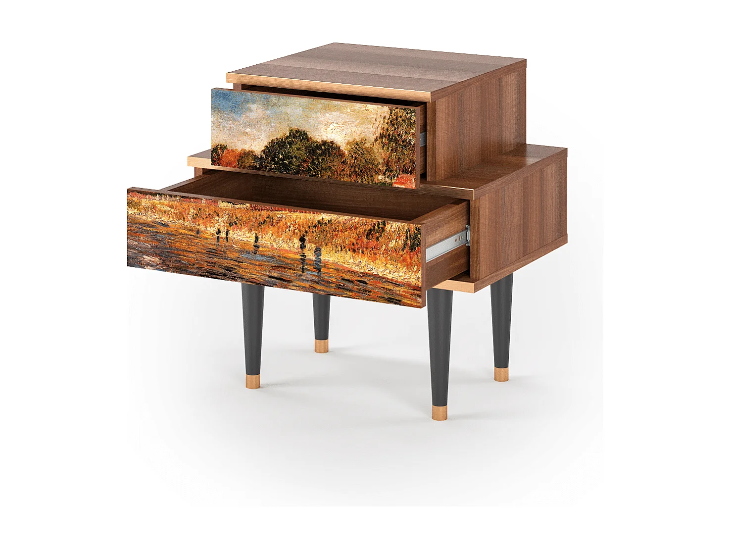 Table de nuit - 58х58х41 cm - NS1 - The Banks, Noyer