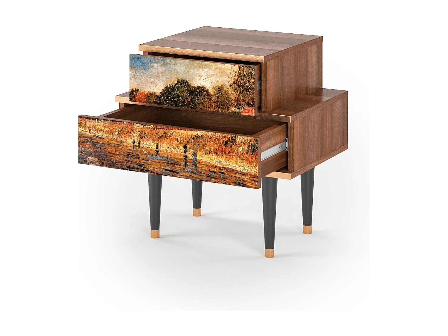 Table de nuit - 58х58х41 cm - NS1 - The Banks, Noyer