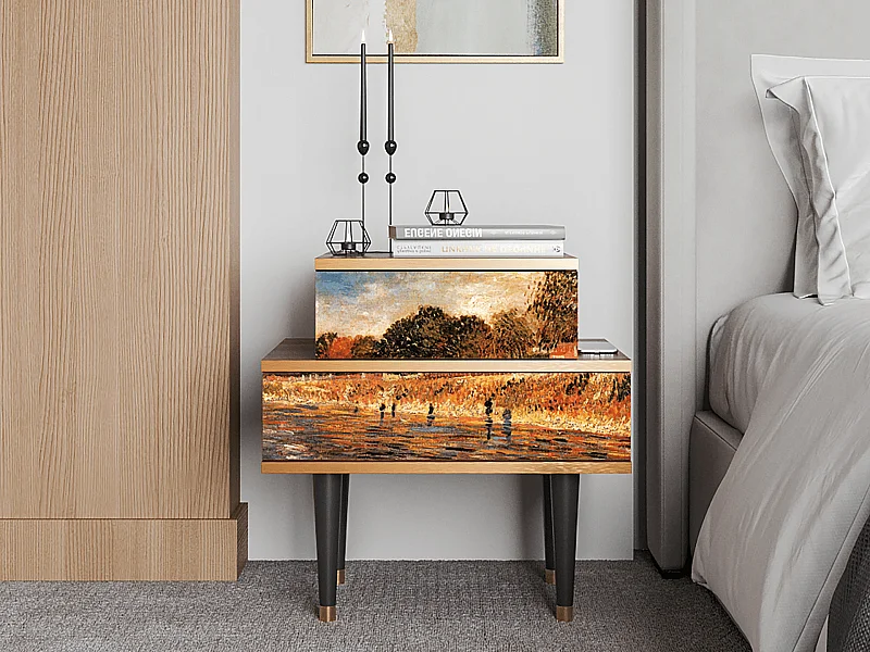 Table de nuit - 58х58х41 cm - NS1 - The Banks, Noyer