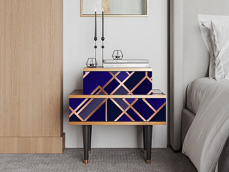 Table de nuit - 58х58х41 cm - NS1 - Aquamarine Getsby, Noyer