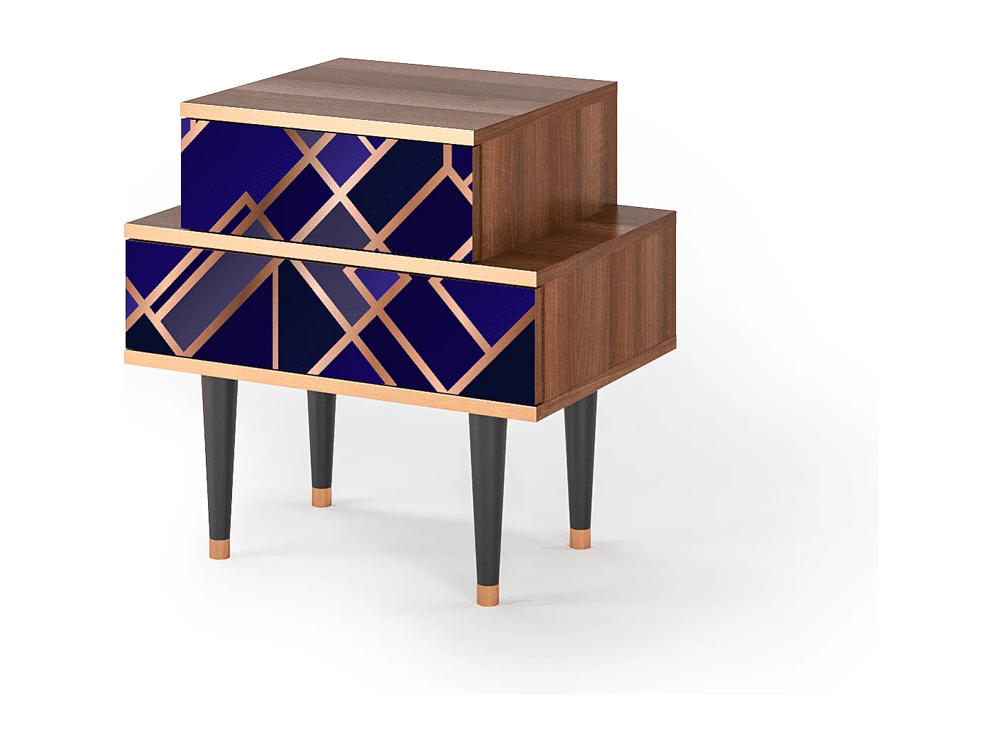 Mesita de noche - 58х58х41 cm - NS1 - Aquamarine Getsby, Nogal