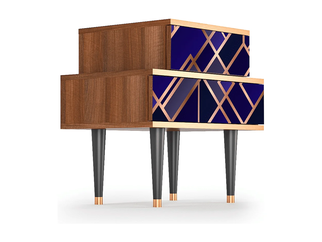 Mesita de noche - 58х58х41 cm - NS1 - Aquamarine Getsby, Nogal