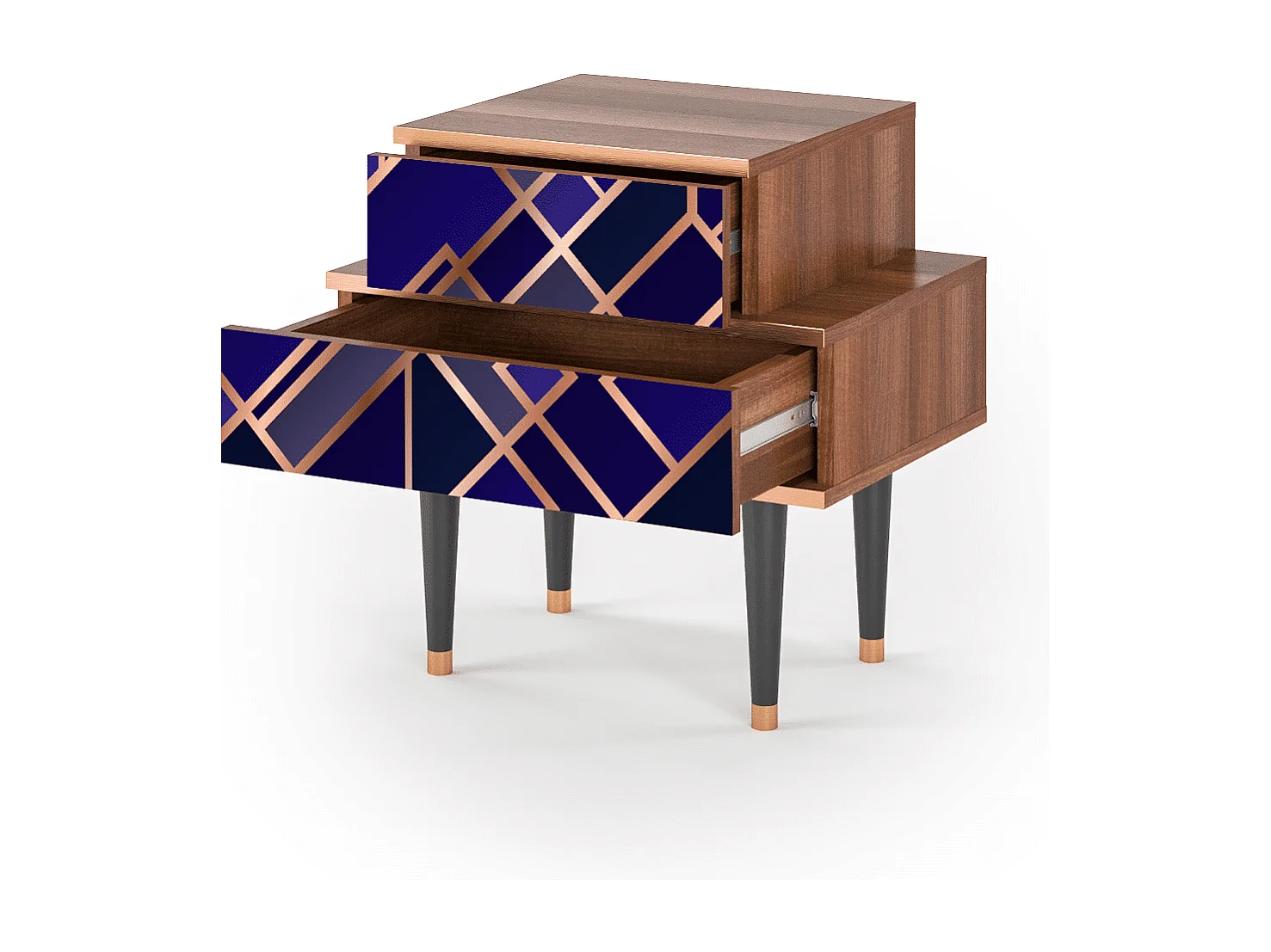 Table de nuit - 58х58х41 cm - NS1 - Aquamarine Getsby, Noyer