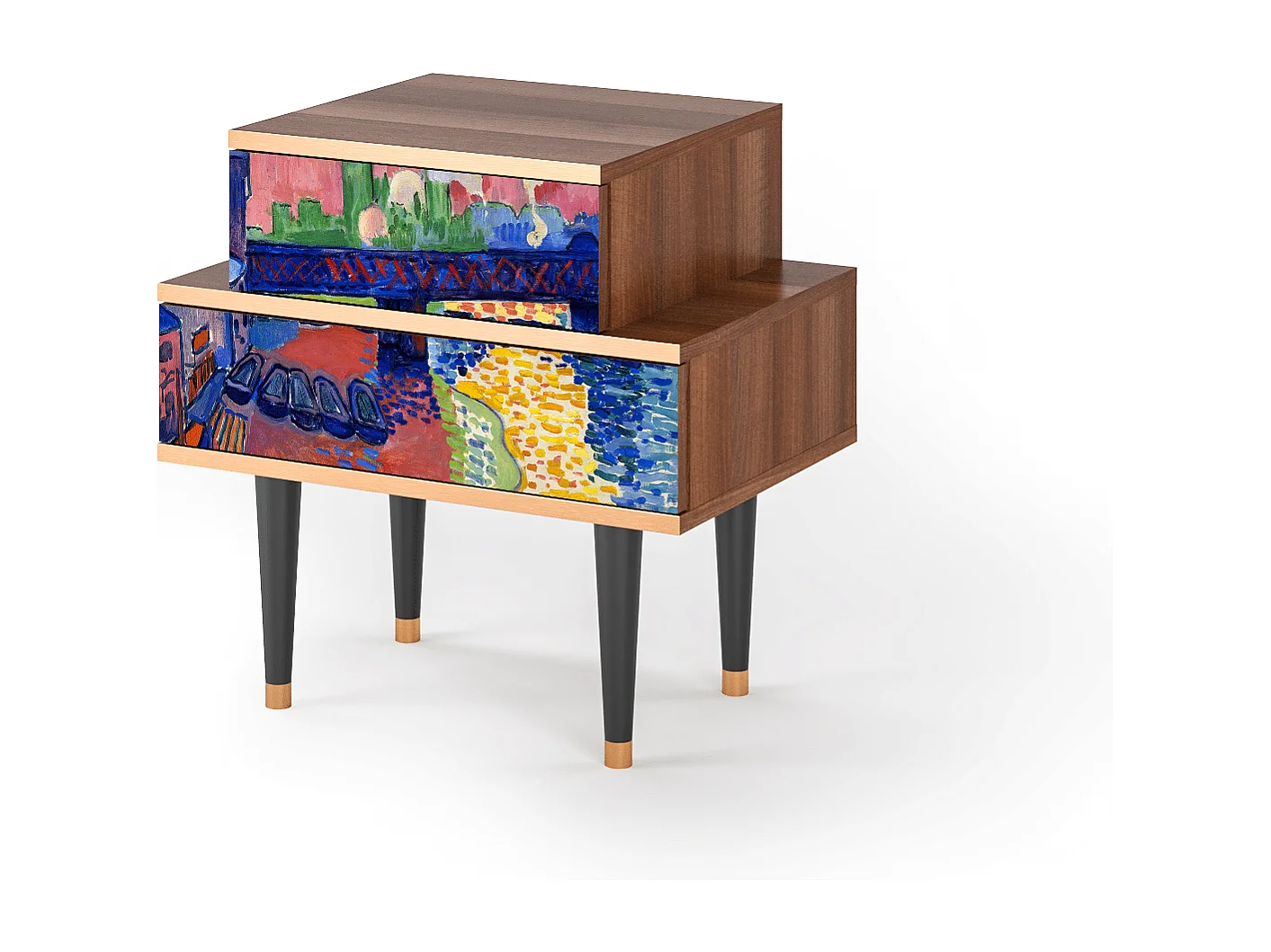 Table de nuit - 58х58х41 cm - NS1 - Charing Cross Bridge, Noyer