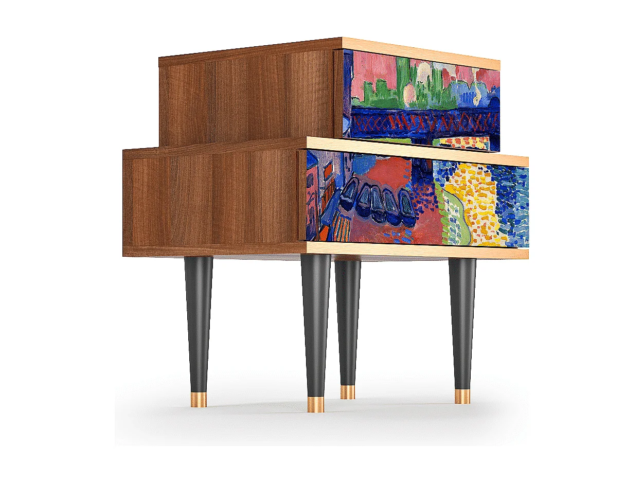 Table de nuit - 58х58х41 cm - NS1 - Charing Cross Bridge, Noyer