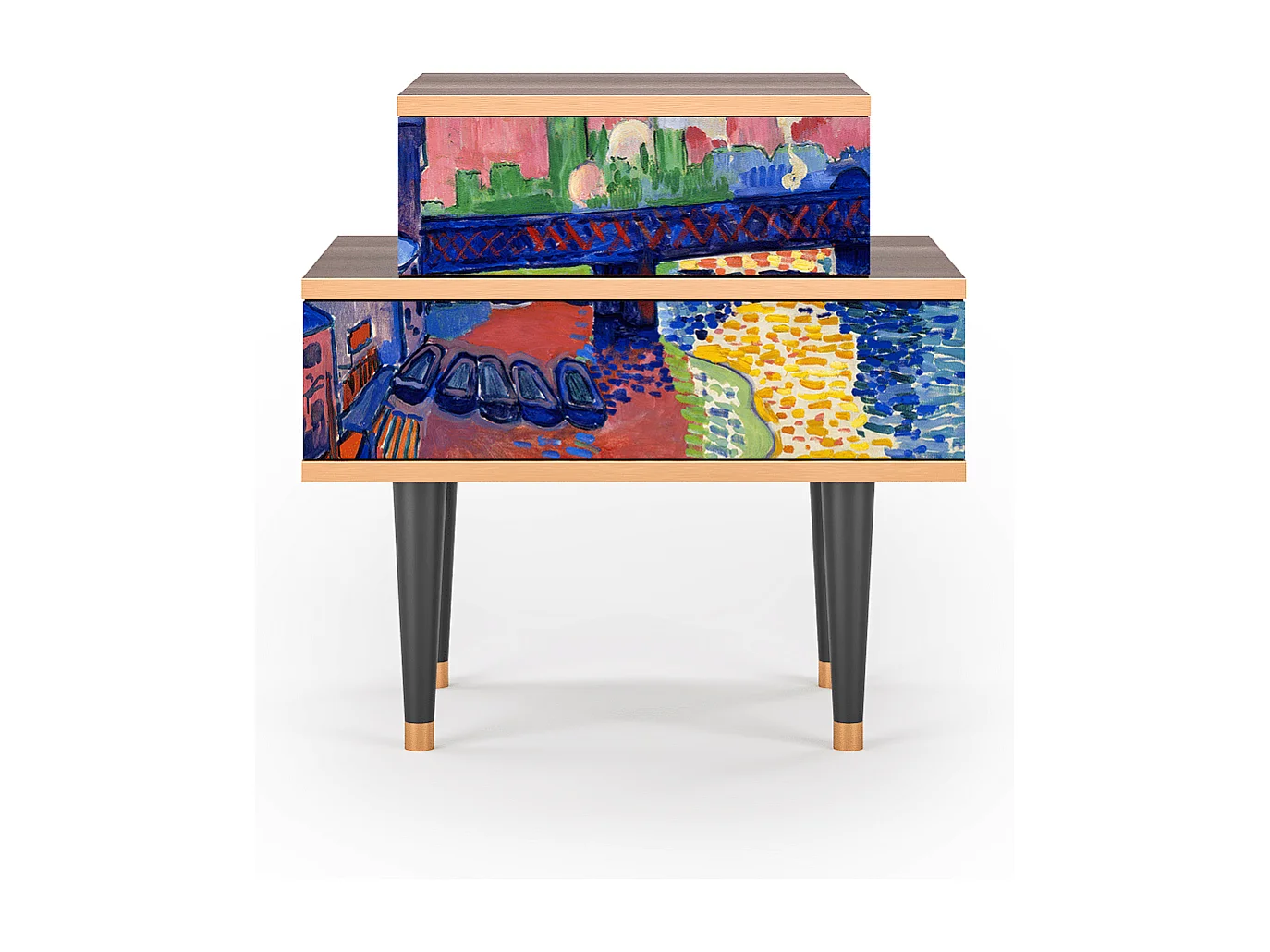 Table de nuit - 58х58х41 cm - NS1 - Charing Cross Bridge, Noyer