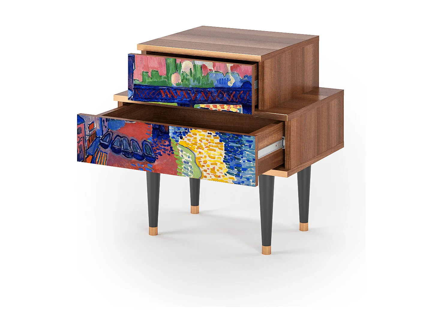 Table de nuit - 58х58х41 cm - NS1 - Charing Cross Bridge, Noyer