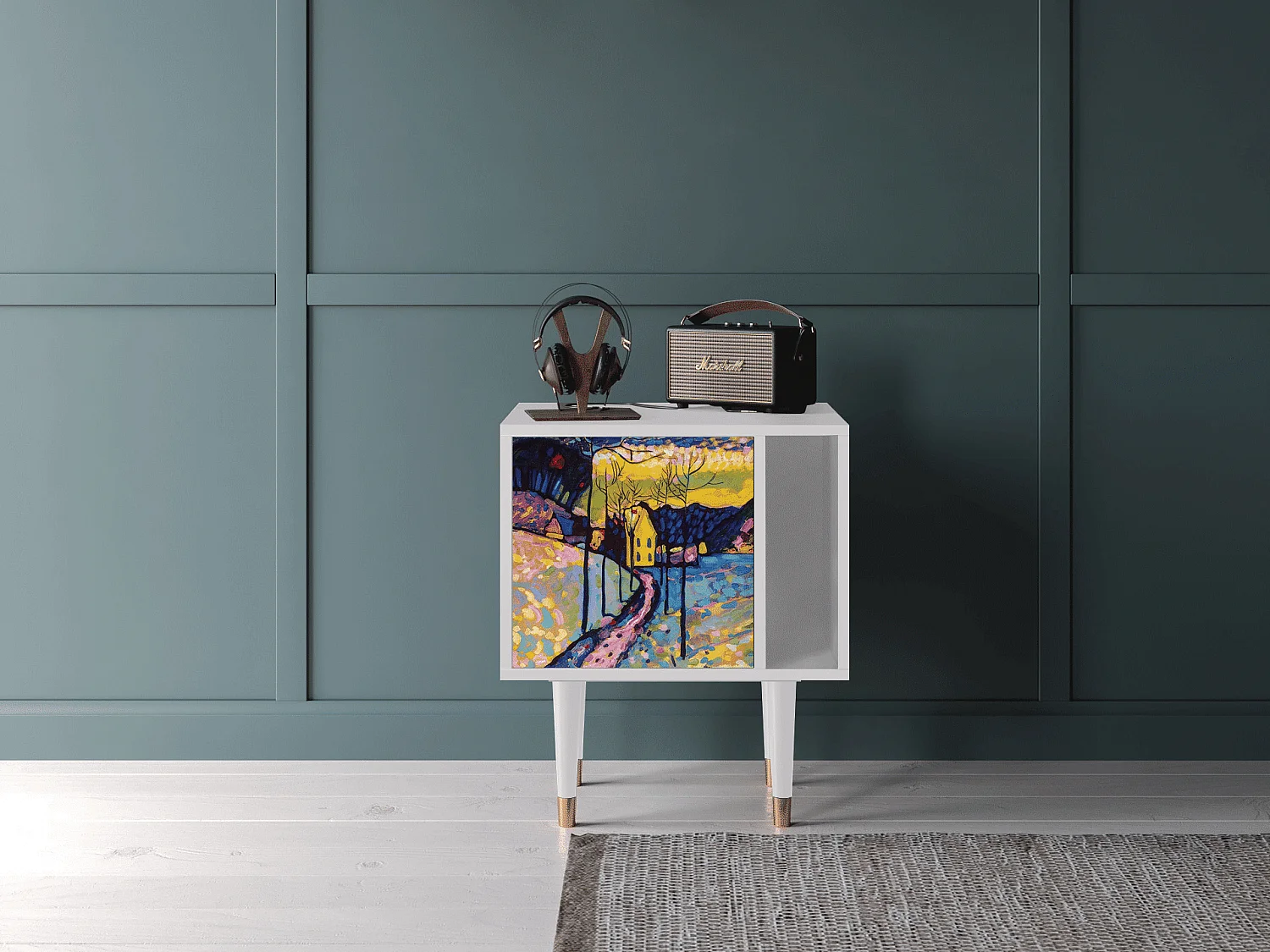 Nachtkastje - 57х69х48 cm - S2 - Winter Landscape, Wit