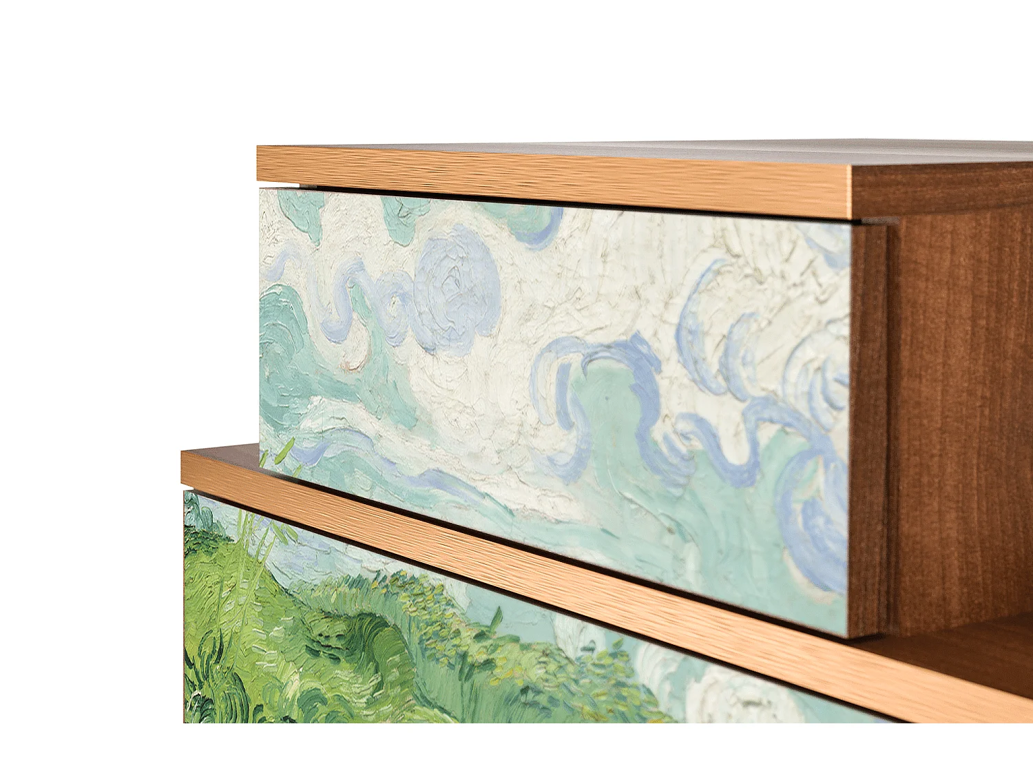 Stolik nocny - 58х58х41 cm - NS1 - Green Wheat Fields, Orzech