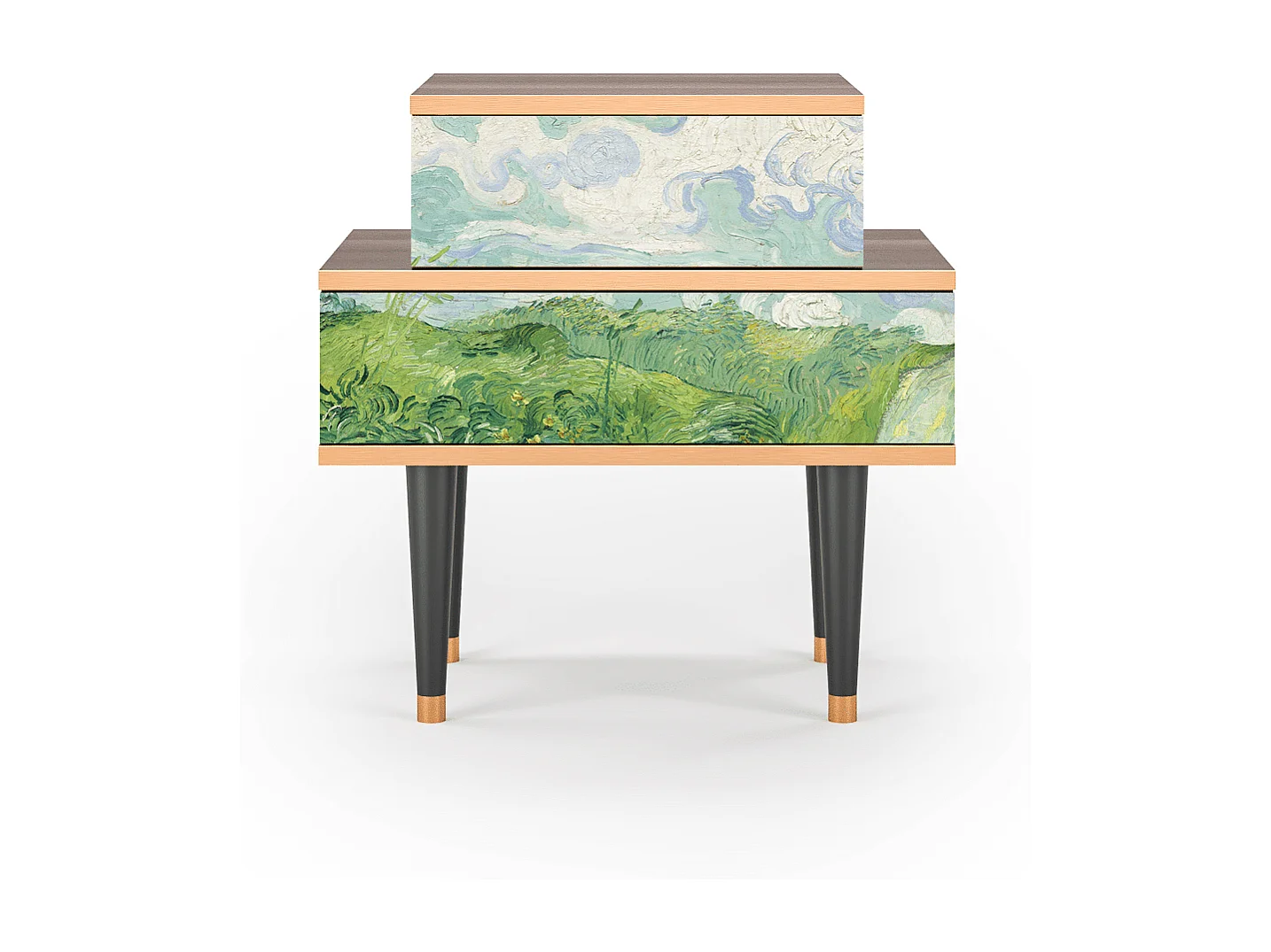 Table de nuit - 58х58х41 cm - NS1 - Green Wheat Fields, Noyer