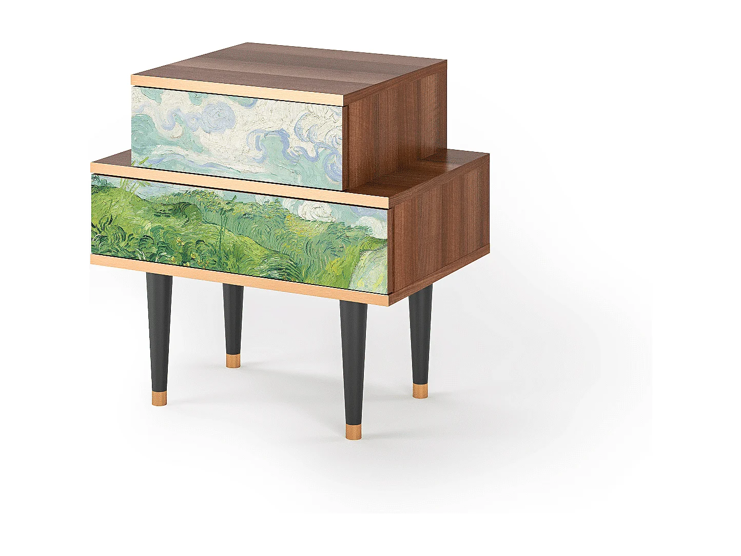 Table de nuit - 58х58х41 cm - NS1 - Green Wheat Fields, Noyer