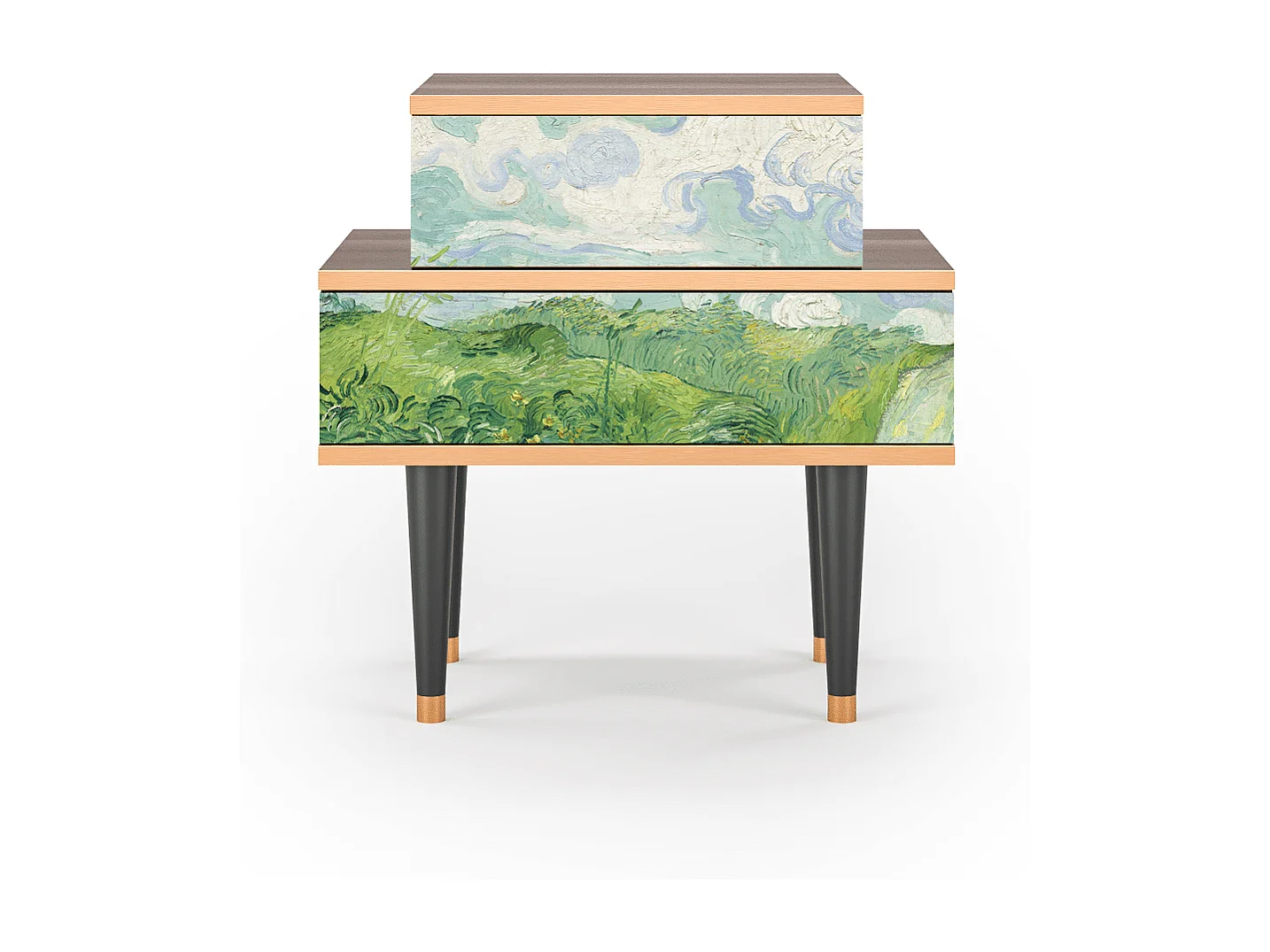 Nachtkastje - 58х58х41 cm - NS1 - Green Wheat Fields, Walnoot