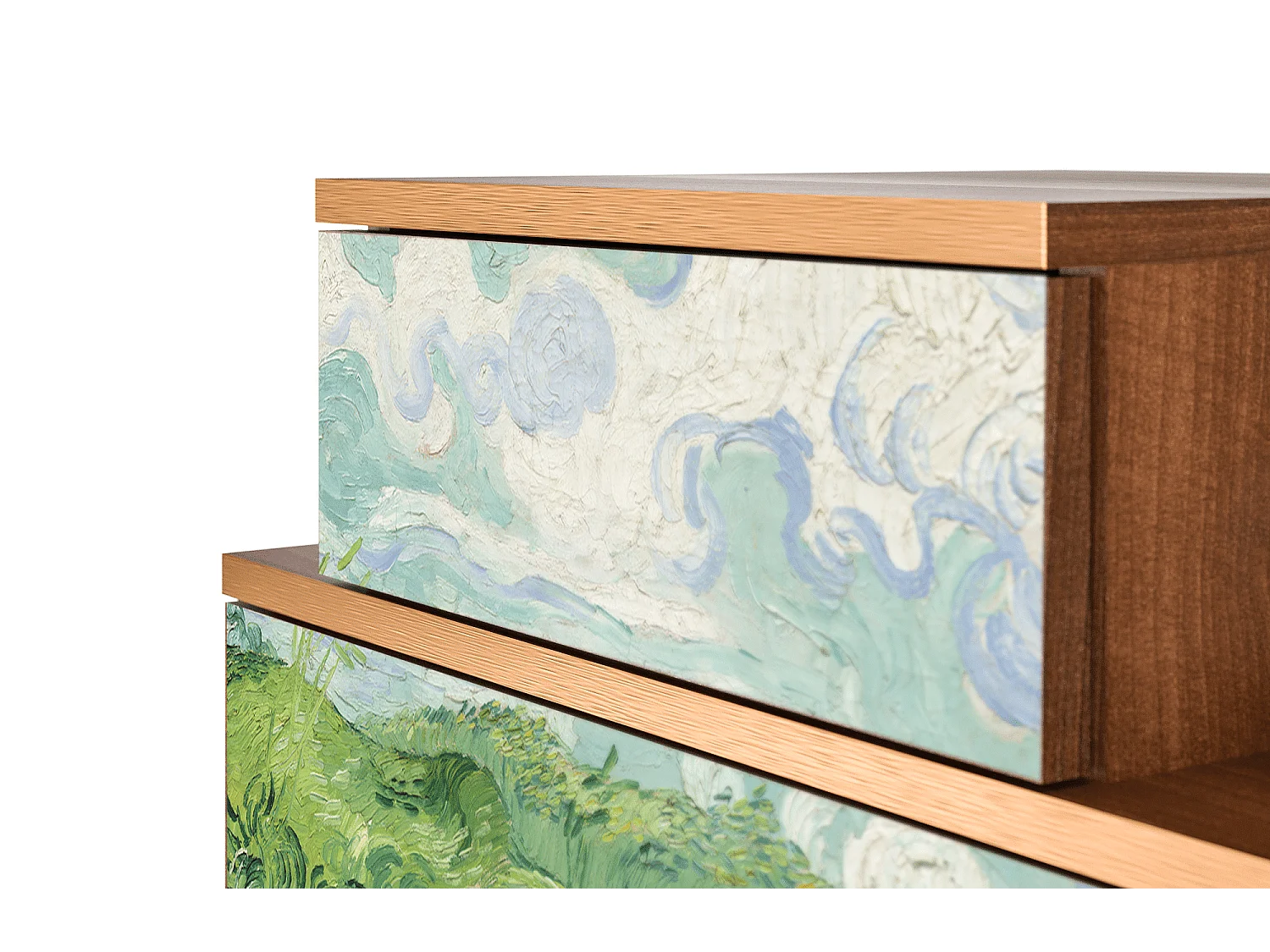 Nachtkastje - 58х58х41 cm - NS1 - Green Wheat Fields, Walnoot