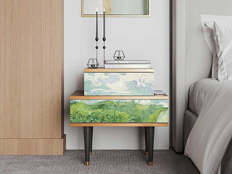 Nachttisch - 58х58х41 cm - NS1 - Green Wheat Fields, Walnuss