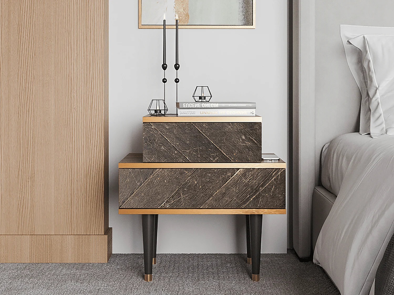 Table de nuit - 58х58х41 cm - NS1 - Wise Tree, Noyer