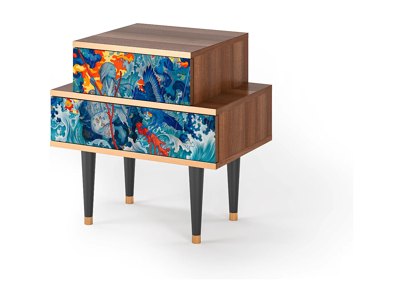 Table de nuit - 58х58х41 cm - NS1 - The Girl - James Jean, Noyer