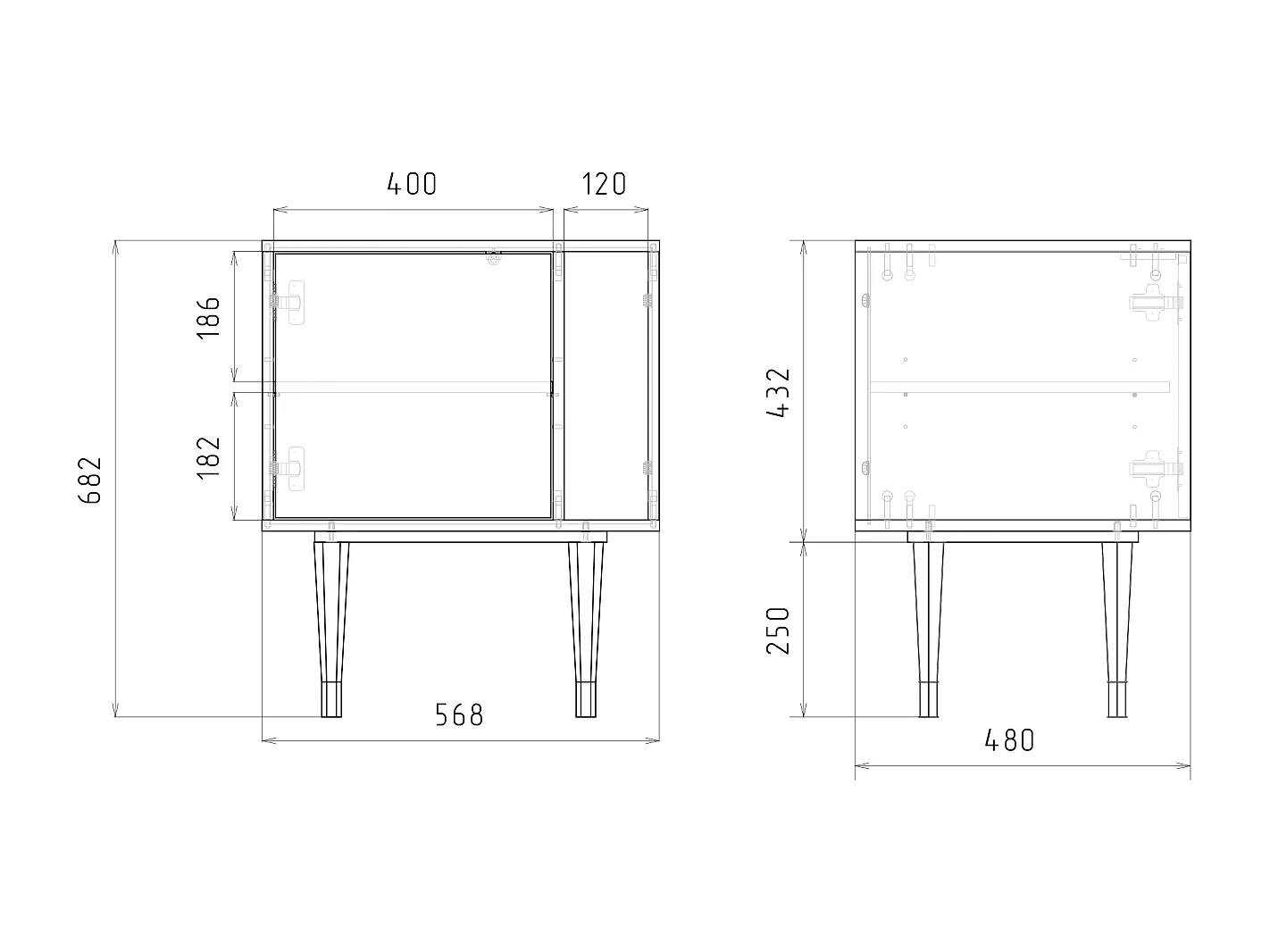 Table de nuit - 57х69х48 cm - S2 - Light Peonies, Anthracite
