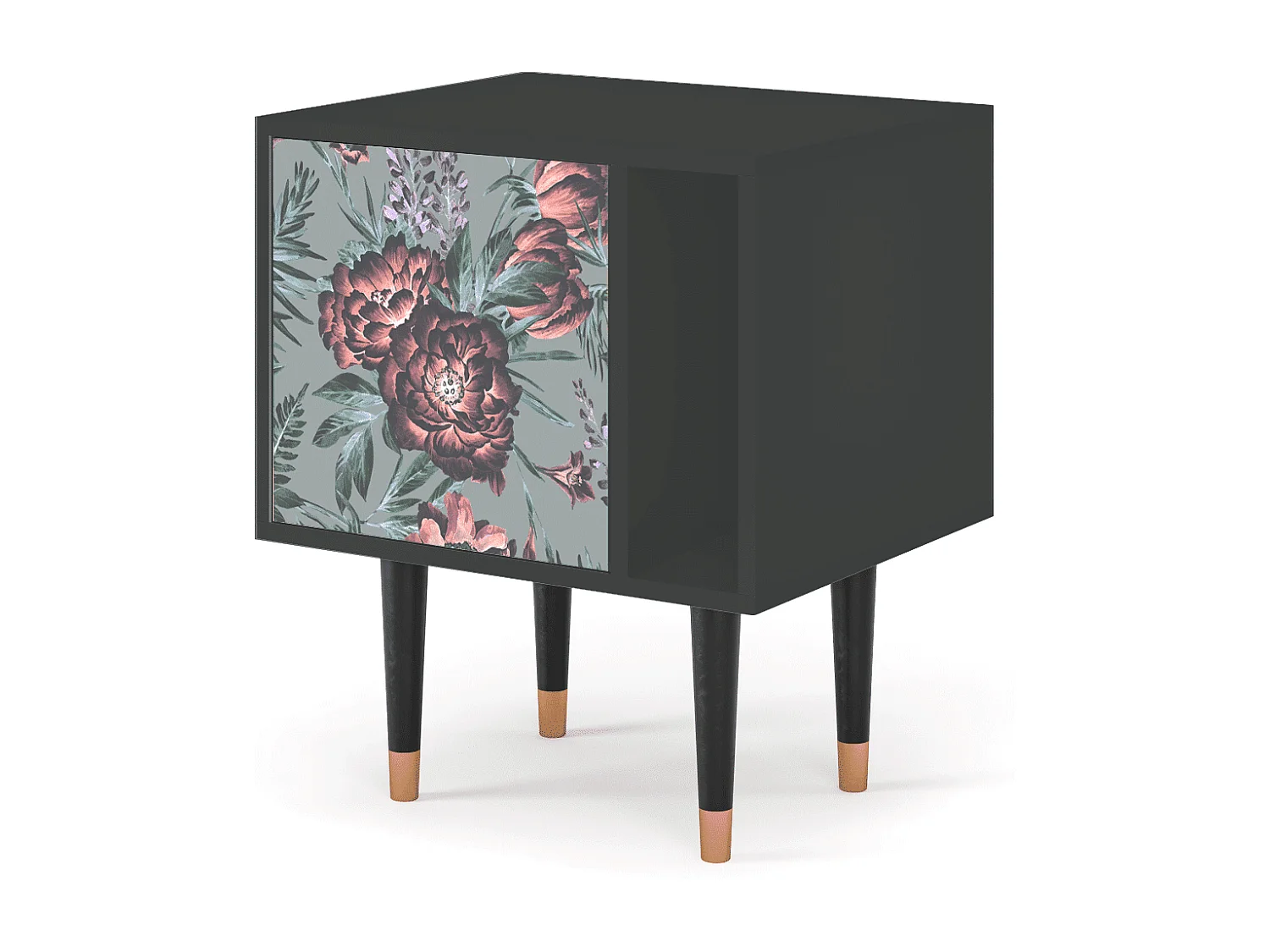 Table de nuit - 57х69х48 cm - S2 - Light Peonies, Anthracite