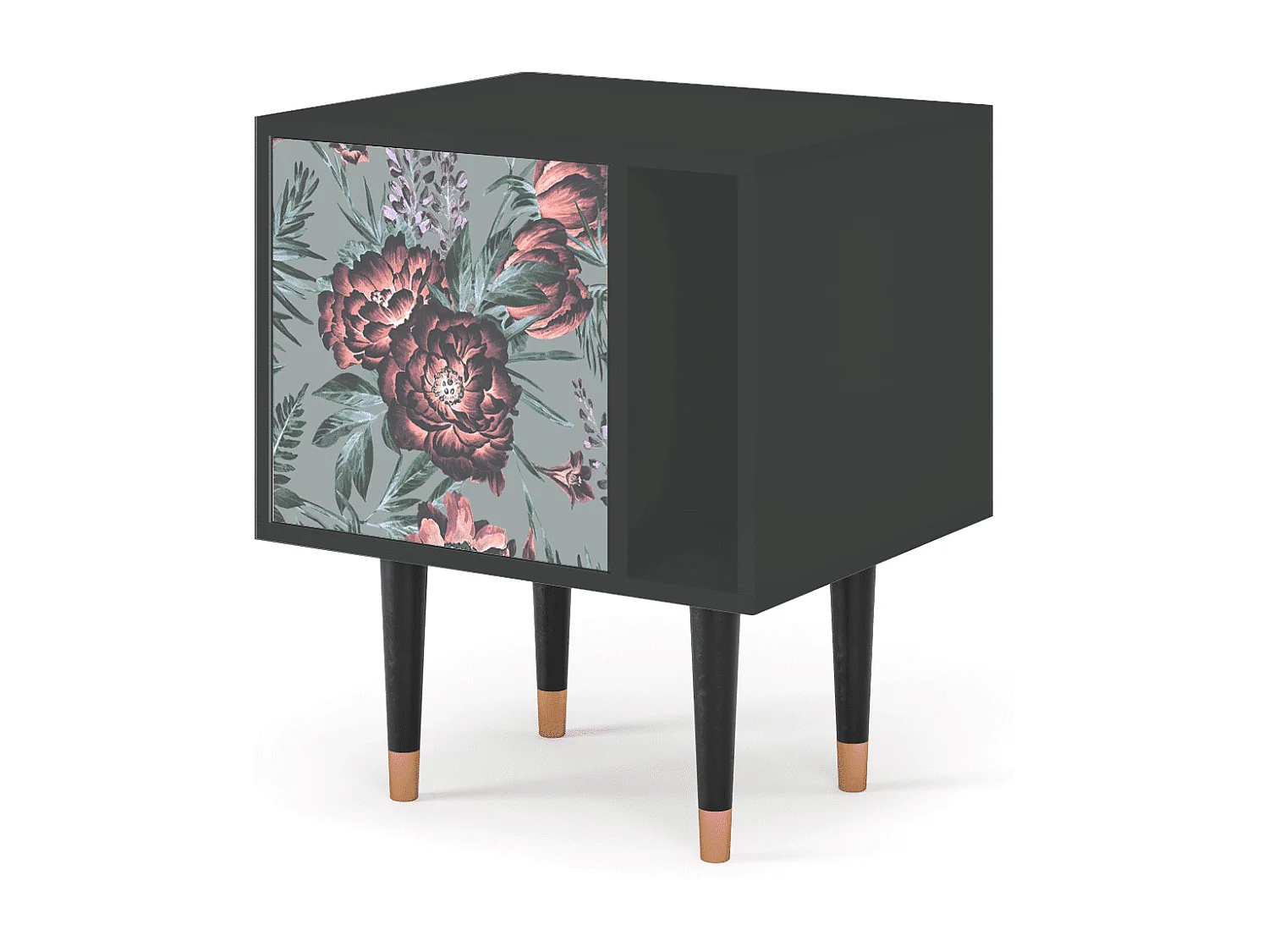 Table de nuit - 57х69х48 cm - S2 - Light Peonies, Anthracite